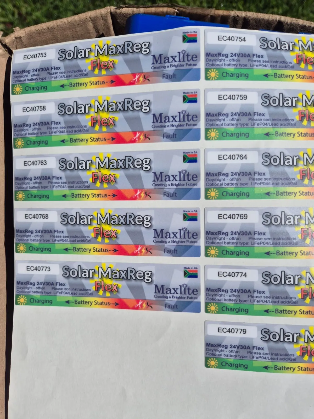 Solar MaxReg flex label sheet