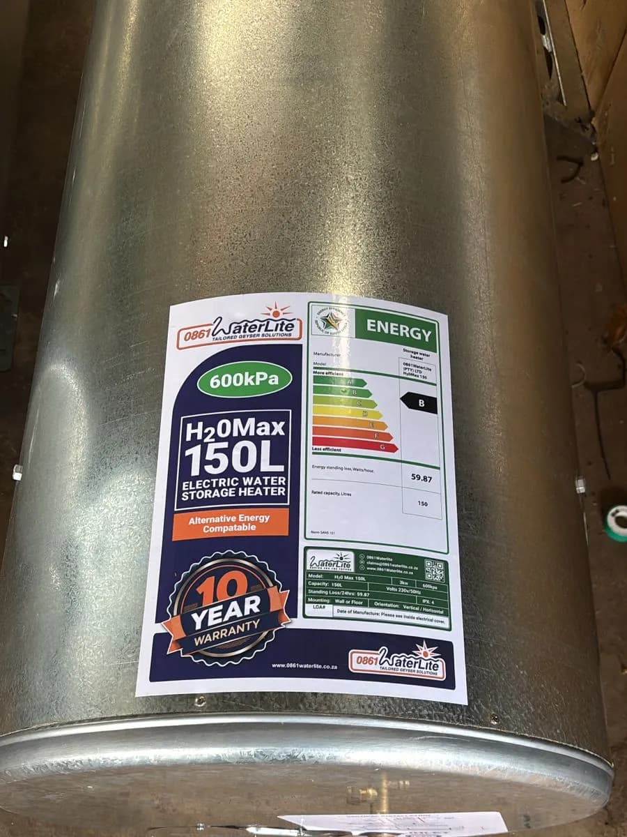 WaterLite H2OMax label applied on product